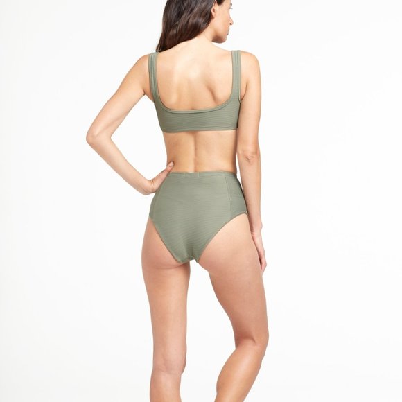 Onia Leah Ribbed Bikini Bottom in Forest Green - Picture 2 of 3